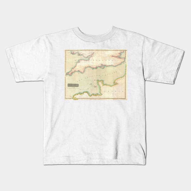 Vintage Map of The English Channel (1814) Kids T-Shirt by Bravuramedia